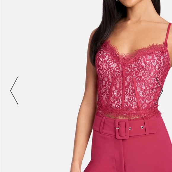 Bebe 2 COLOR SCALLOP CORDED LACE BUSTIER size 8 - Picture 4 of 7